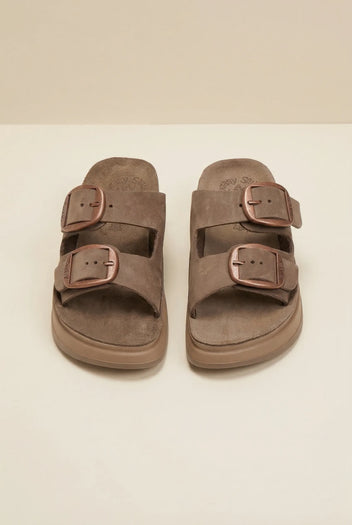 Sandali flatform in pelle - Marrone