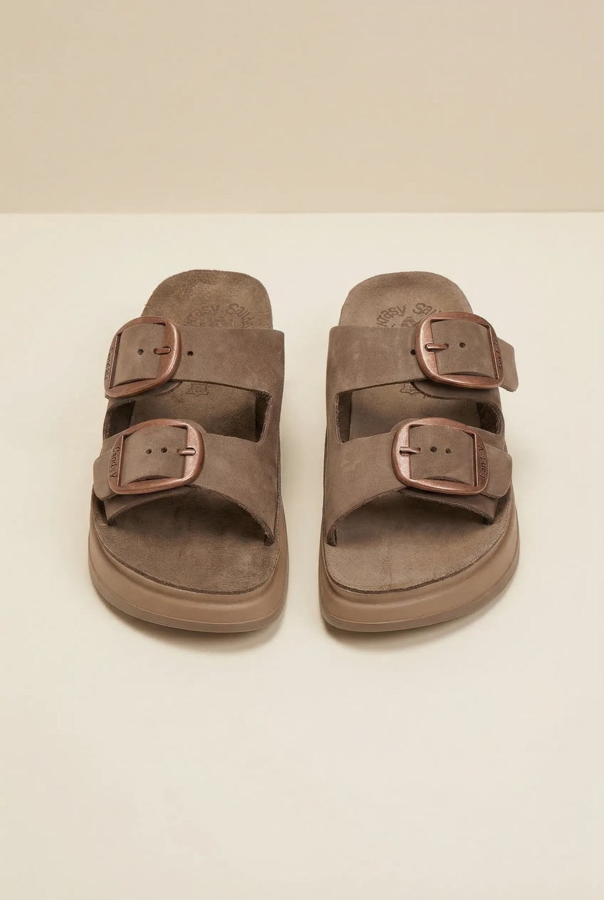 Sandali flatform in pelle - Marrone