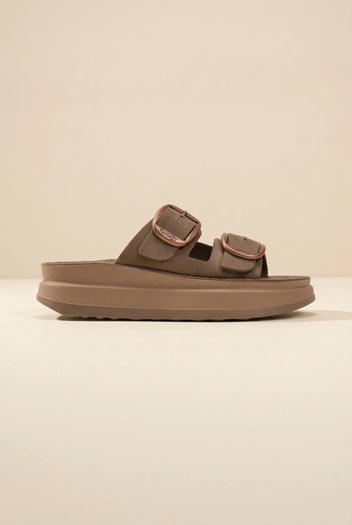 Sandali flatform in pelle - Marrone