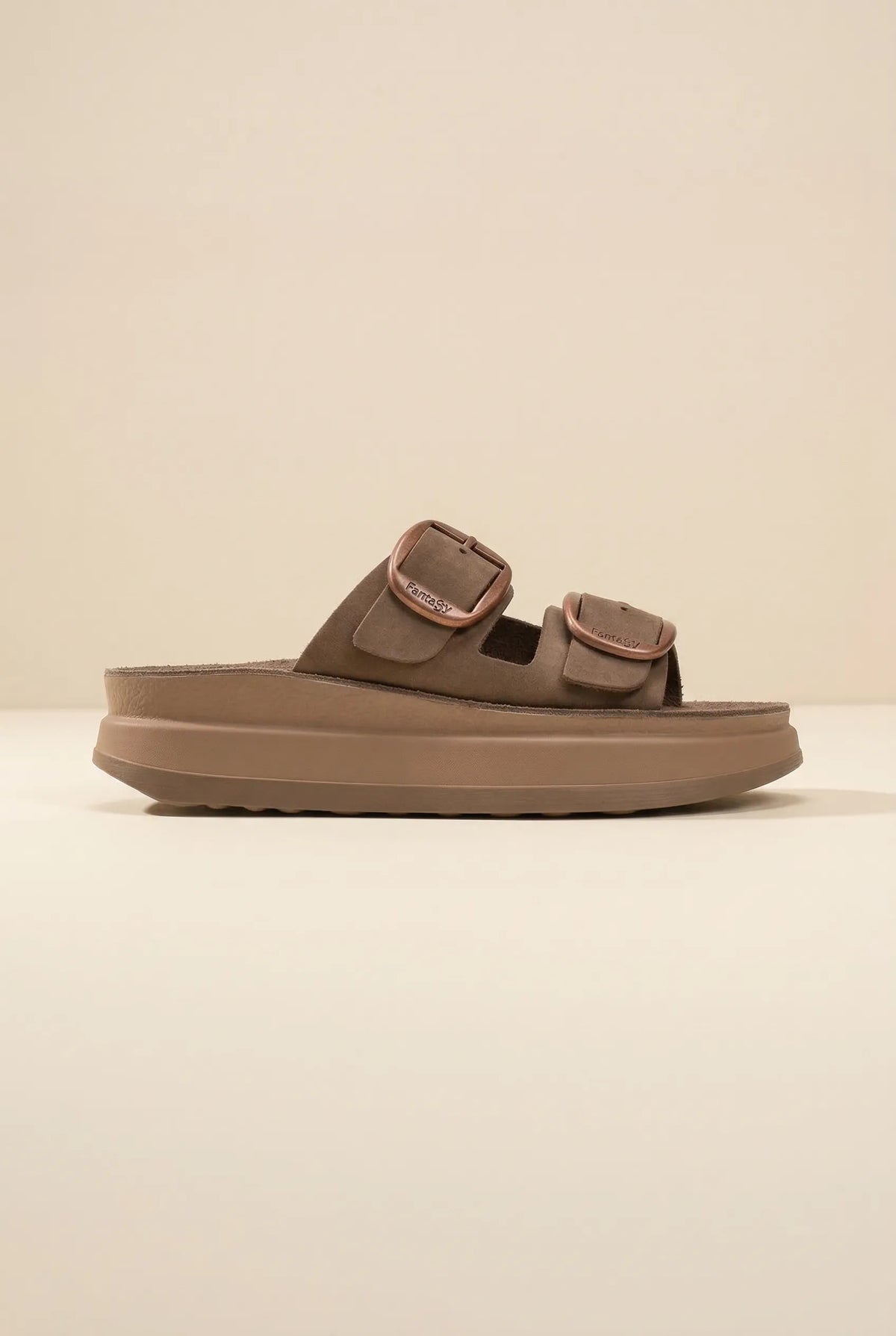 Sandali flatform in pelle - Marrone
