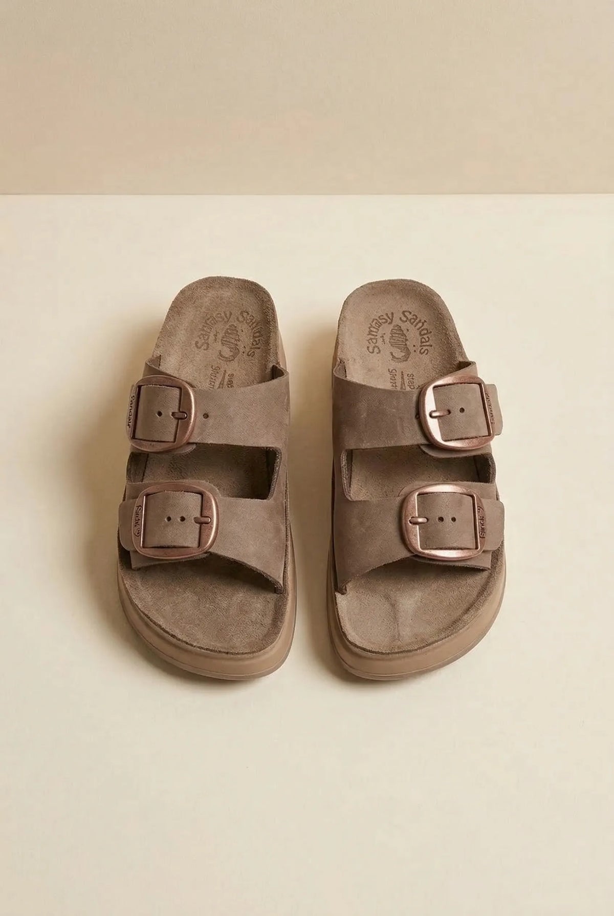 Sandali flatform in pelle - Marrone