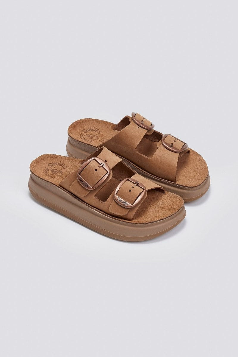 Σανδάλια flatforms δερμάτινα ZEFI FANTASY SANDALS - Κάμελ - thefashionproject.gr - FANTASY SANDALS