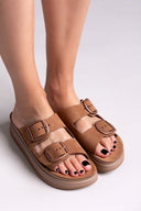 Σανδάλια flatforms δερμάτινα ZEFI FANTASY SANDALS - Κάμελ - thefashionproject.gr - FANTASY SANDALS