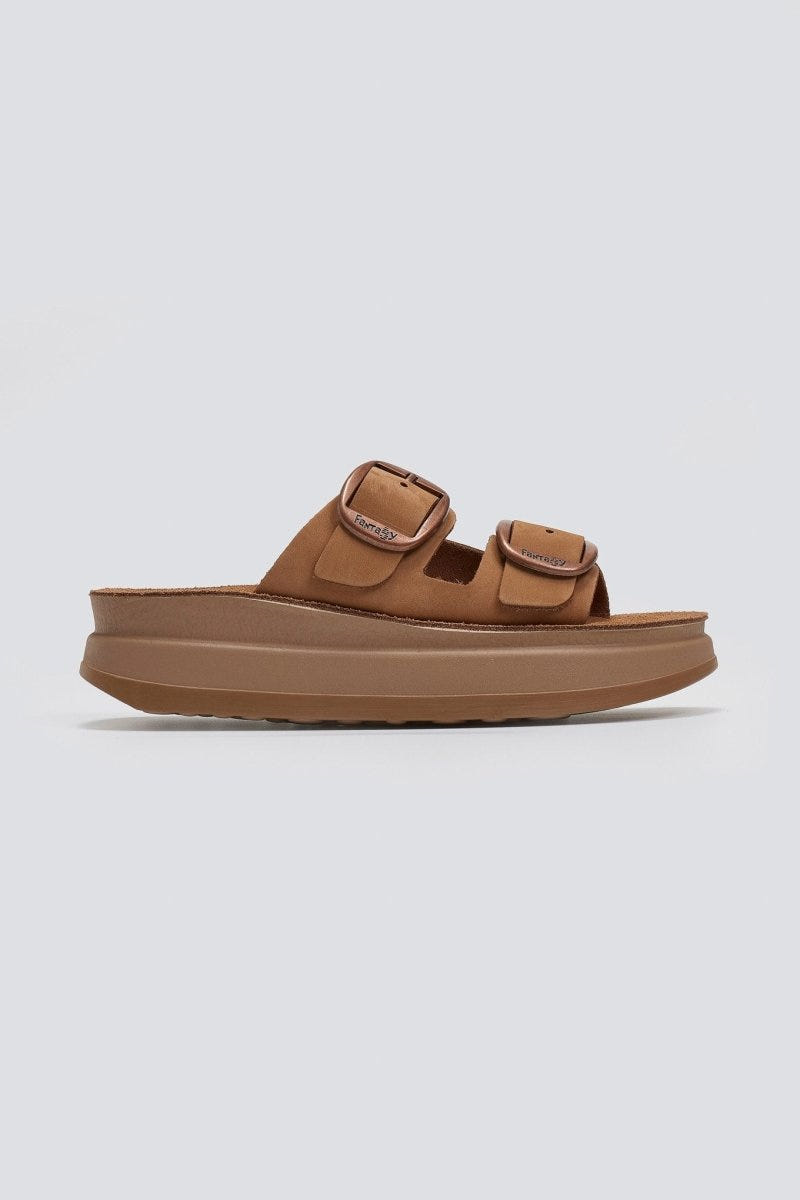 Σανδάλια flatforms δερμάτινα ZEFI FANTASY SANDALS - Κάμελ - thefashionproject.gr - FANTASY SANDALS