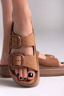 Σανδάλια flatforms δερμάτινα ZEFI FANTASY SANDALS - Κάμελ - thefashionproject.gr - FANTASY SANDALS