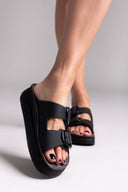 Σανδάλια flatforms δερμάτινα ZEFI FANTASY SANDALS - Μαύρο - thefashionproject.gr - FANTASY SANDALS