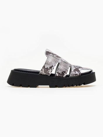 Σανδάλια flatforms fisherman με print TFP - Λευκό/Μαύρο - thefashionproject.gr - TFP