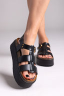 Σανδάλια flatforms gladiator ATENEO - Μαύρο - thefashionproject.gr - ATENEO