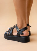 Σανδάλια flatforms gladiator δερμάτινα Estil - Μαύρο - thefashionproject.gr - Estil