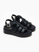 Σανδάλια flatforms gladiator δερμάτινα Estil - Μαύρο - thefashionproject.gr - Estil