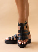 Σανδάλια flatforms gladiator δερμάτινα Estil - Μαύρο - thefashionproject.gr - Estil