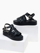 Σανδάλια flatforms gladiator δερμάτινα Estil - Μαύρο - thefashionproject.gr - Estil