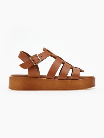 Σανδάλια flatforms gladiator δερμάτινα Estil - Ταμπά - thefashionproject.gr - Estil