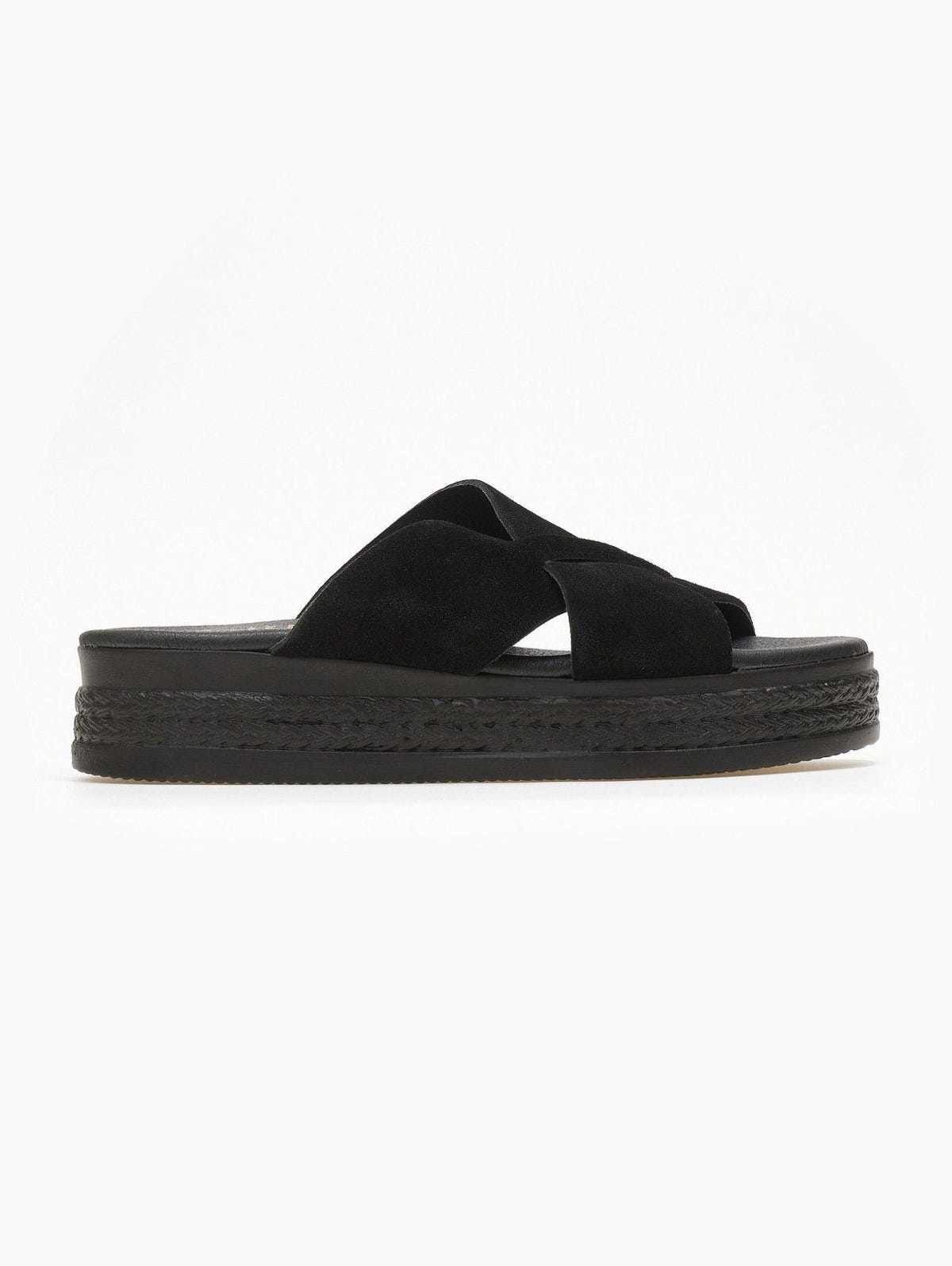 Σανδάλια flatforms καστόρινα estil - Μαύρο - thefashionproject.gr - Estil