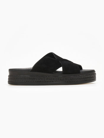 Σανδάλια flatforms καστόρινα estil - Μαύρο - thefashionproject.gr - Estil