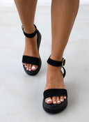 Σανδάλια flatforms καστόρινα Estil - Μαύρο - thefashionproject.gr - Estil