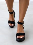 Σανδάλια flatforms καστόρινα Estil - Μαύρο - thefashionproject.gr - Estil