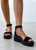 Σανδάλια flatforms καστόρινα Estil - Μαύρο - thefashionproject.gr - Estil