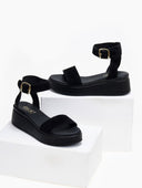 Σανδάλια flatforms καστόρινα Estil - Μαύρο - thefashionproject.gr - Estil