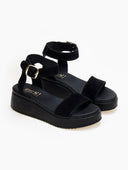 Σανδάλια flatforms καστόρινα Estil - Μαύρο - thefashionproject.gr - Estil