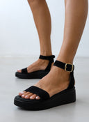 Σανδάλια flatforms καστόρινα Estil - Μαύρο - thefashionproject.gr - Estil