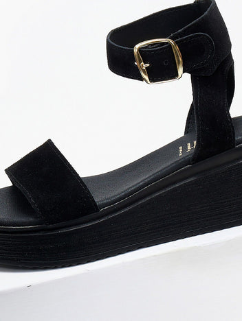 Σανδάλια flatforms καστόρινα Estil - Μαύρο - thefashionproject.gr - Estil