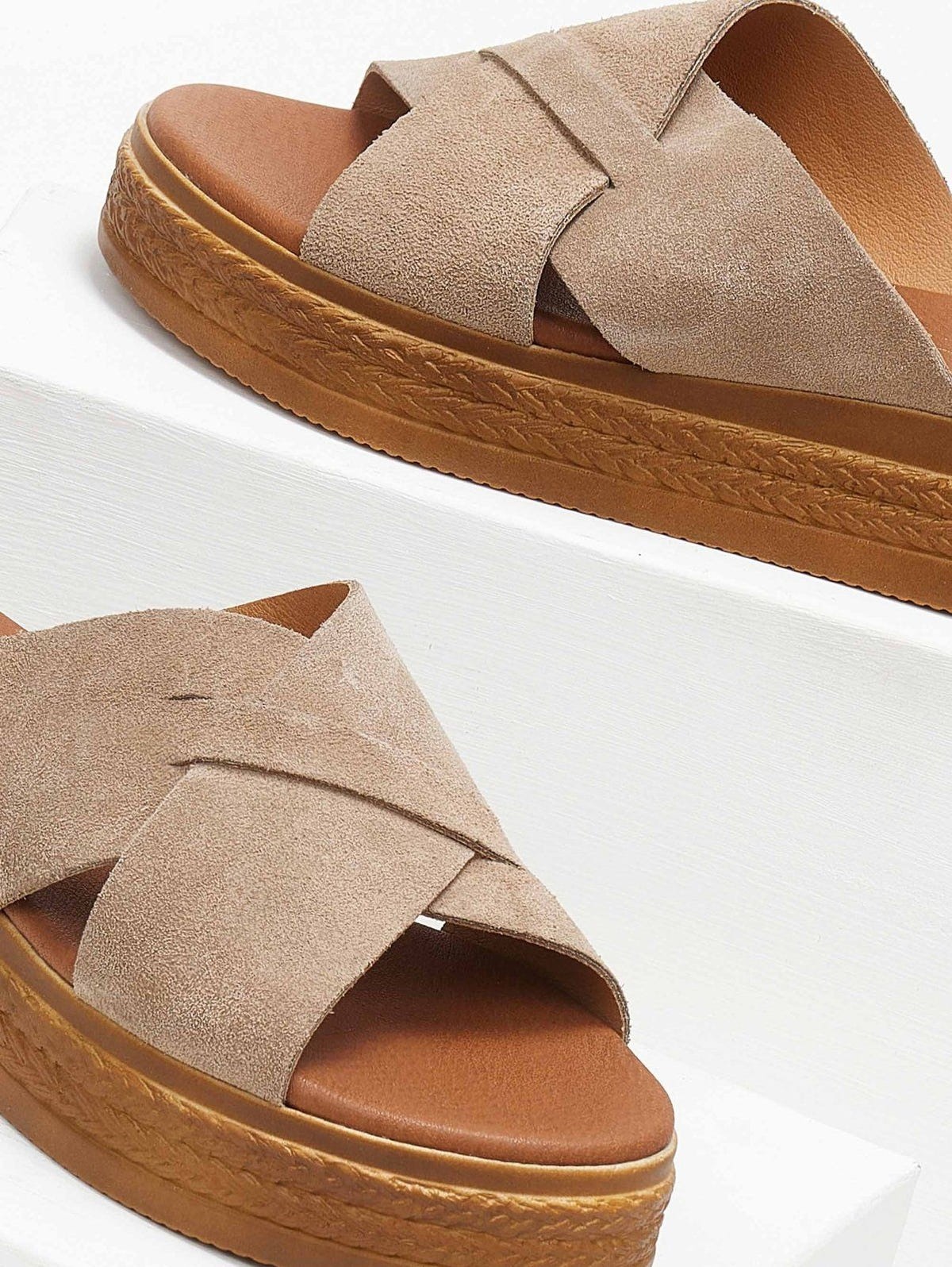 Σανδάλια flatforms καστόρινα estil - Τάουπε - thefashionproject.gr - Estil