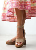 Σανδάλια flatforms καστόρινα Estil - Τάουπε - thefashionproject.gr - Estil