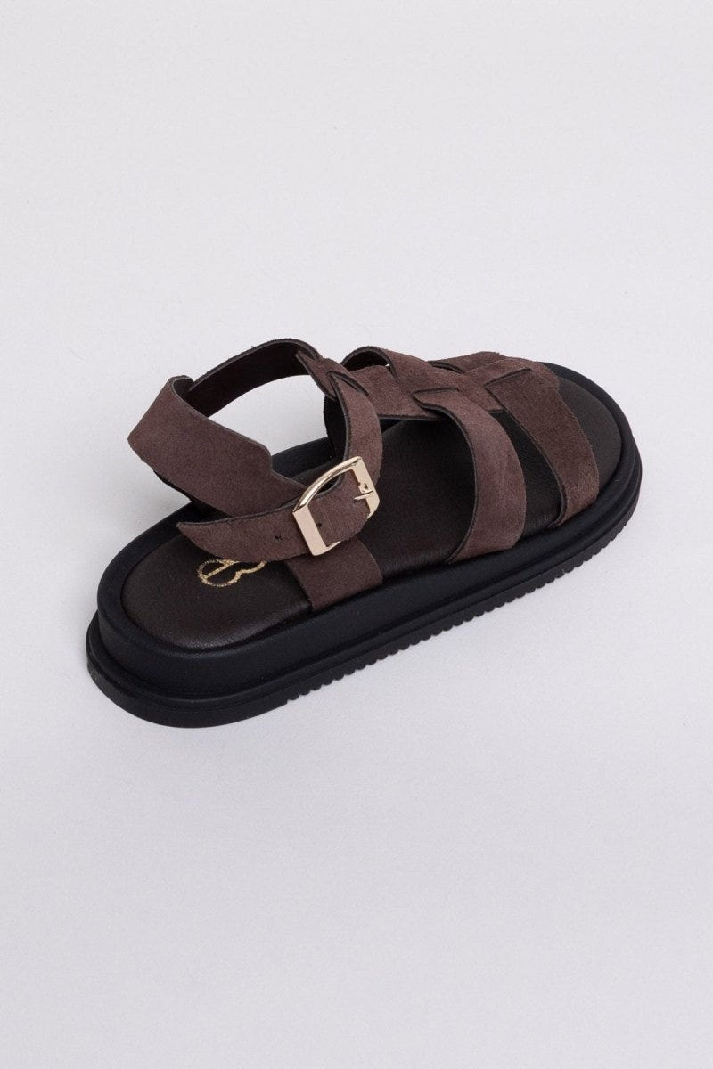 Σανδάλια flatforms καστόρινα gladiator Estil - Καφέ - thefashionproject.gr - Estil