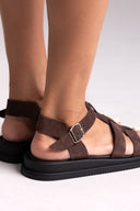 Σανδάλια flatforms καστόρινα gladiator Estil - Καφέ - thefashionproject.gr - Estil