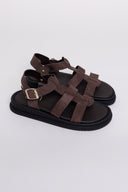 Σανδάλια flatforms καστόρινα gladiator Estil - Καφέ - thefashionproject.gr - Estil