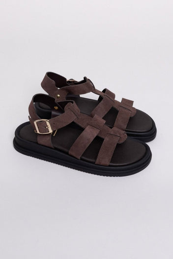 Σανδάλια flatforms καστόρινα gladiator Estil - Καφέ - thefashionproject.gr - Estil