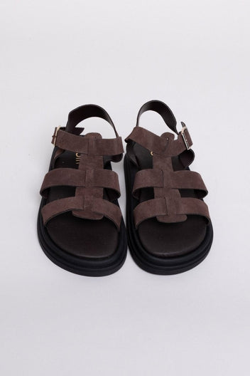 Σανδάλια flatforms καστόρινα gladiator Estil - Καφέ - thefashionproject.gr - Estil