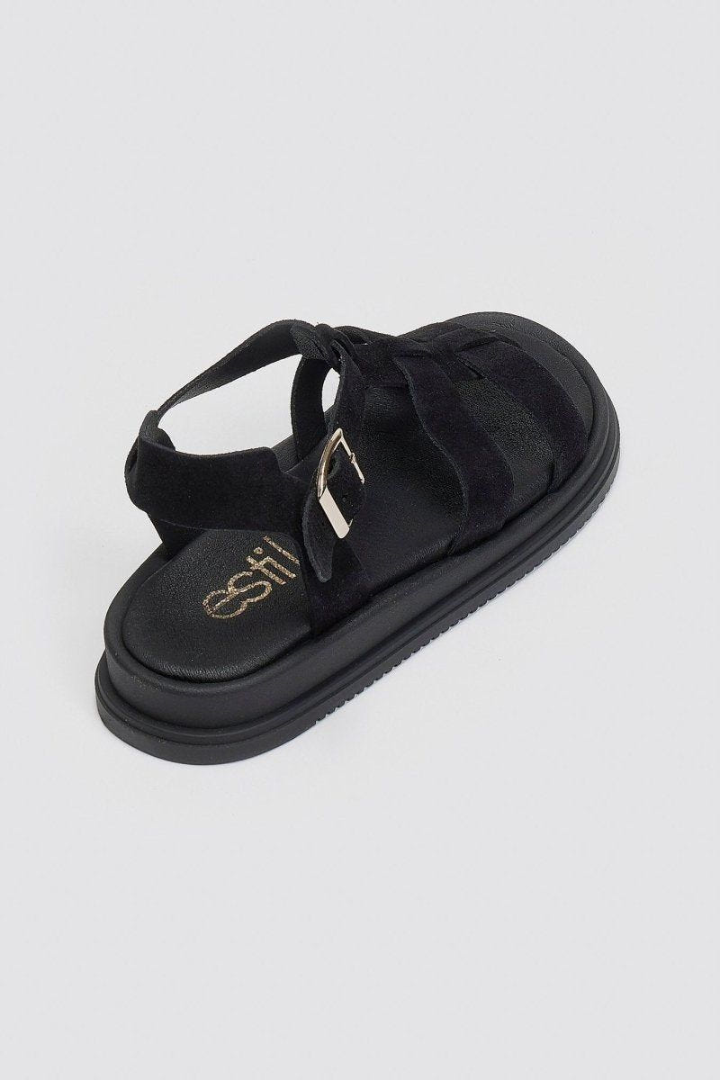 Σανδάλια flatforms καστόρινα gladiator Estil - Μαύρο - thefashionproject.gr - Estil