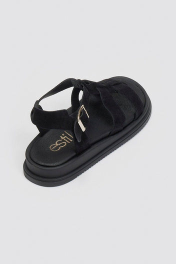 Σανδάλια flatforms καστόρινα gladiator Estil - Μαύρο - thefashionproject.gr - Estil