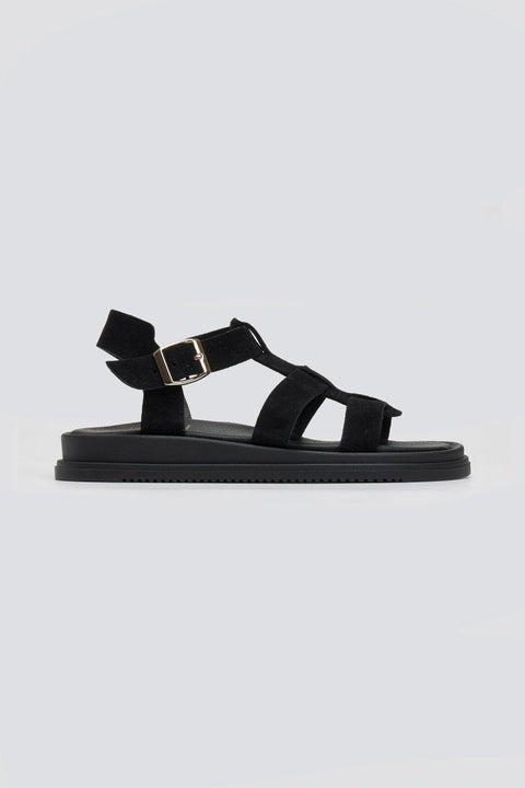 Sandales gladiateur en daim à plateforme - Noir