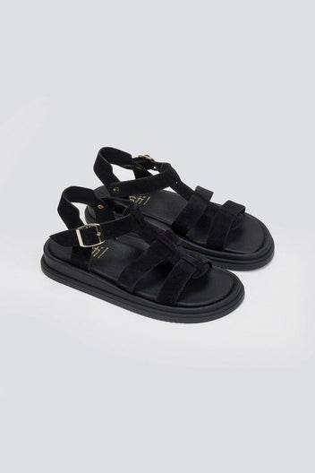Σανδάλια flatforms καστόρινα gladiator Estil - Μαύρο - thefashionproject.gr - Estil