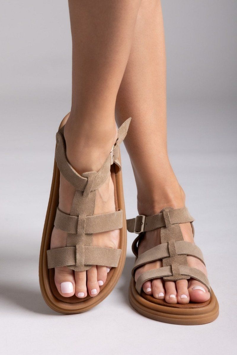 Σανδάλια flatforms καστόρινα gladiator Estil - Τάουπε - thefashionproject.gr - Estil