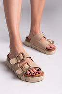 Σανδάλια flatforms καστόρινα MARIAMARE - Άμμου - thefashionproject.gr - MARIAMARE