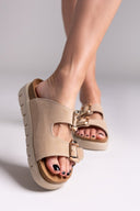 Σανδάλια flatforms καστόρινα MARIAMARE - Άμμου - thefashionproject.gr - MARIAMARE