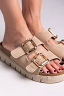 Σανδάλια flatforms καστόρινα MARIAMARE - Άμμου - thefashionproject.gr - MARIAMARE