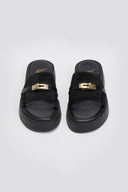 Σανδάλια flatforms καστόρινα με λουράκι Iris - Μαύρο - thefashionproject.gr - IRIS