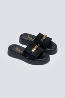 Σανδάλια flatforms καστόρινα με λουράκι Iris - Μαύρο - thefashionproject.gr - IRIS
