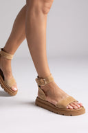 Σανδάλια flatforms καστόρινα με μπαρέτα TFP