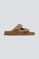 Σανδάλια flatforms καστόρινα με στρας Estil - Τάουπε - thefashionproject.gr - Estil