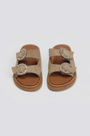 Σανδάλια flatforms καστόρινα με στρας Estil - Τάουπε - thefashionproject.gr - Estil