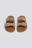 Σανδάλια flatforms καστόρινα με στρας Estil - Τάουπε - thefashionproject.gr - Estil