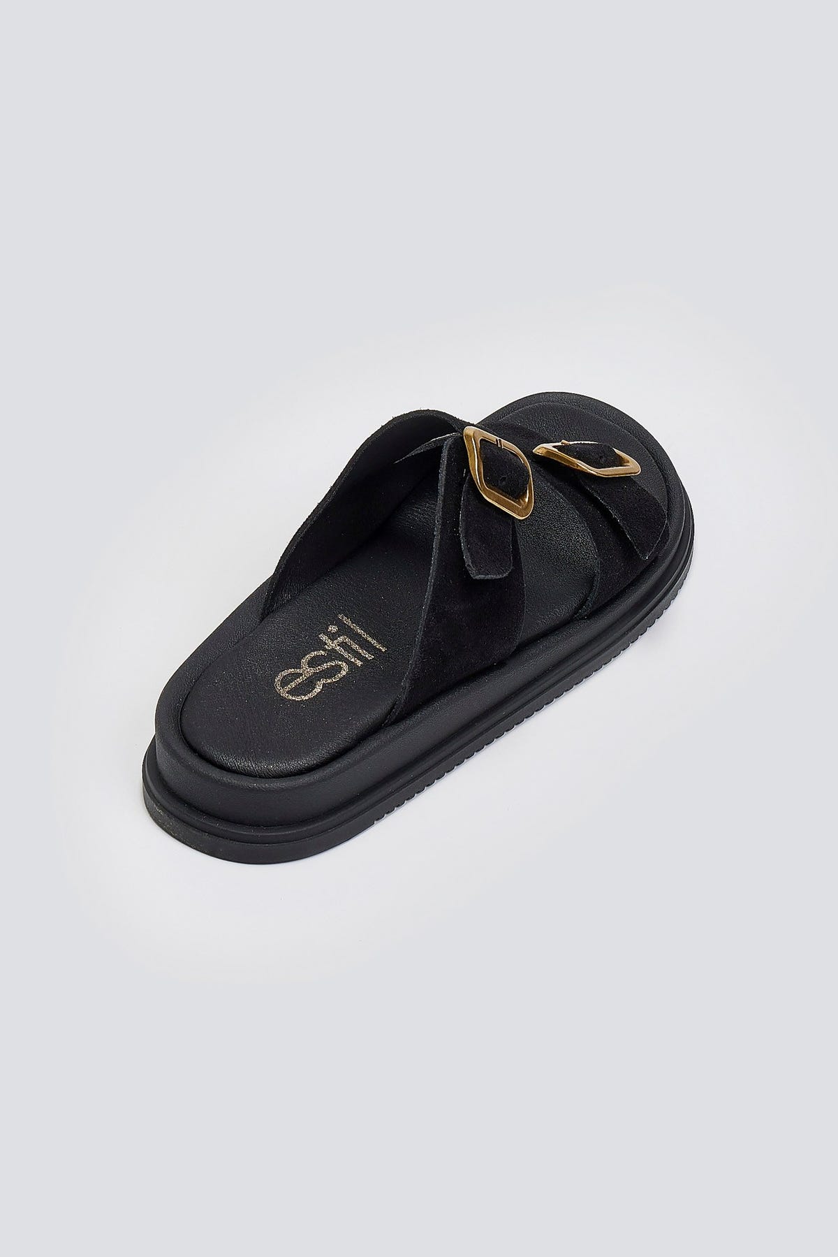 Σανδάλια flatforms καστόρινα με τοκάδες Estil