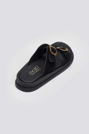 Σανδάλια flatforms καστόρινα με τοκάδες Estil