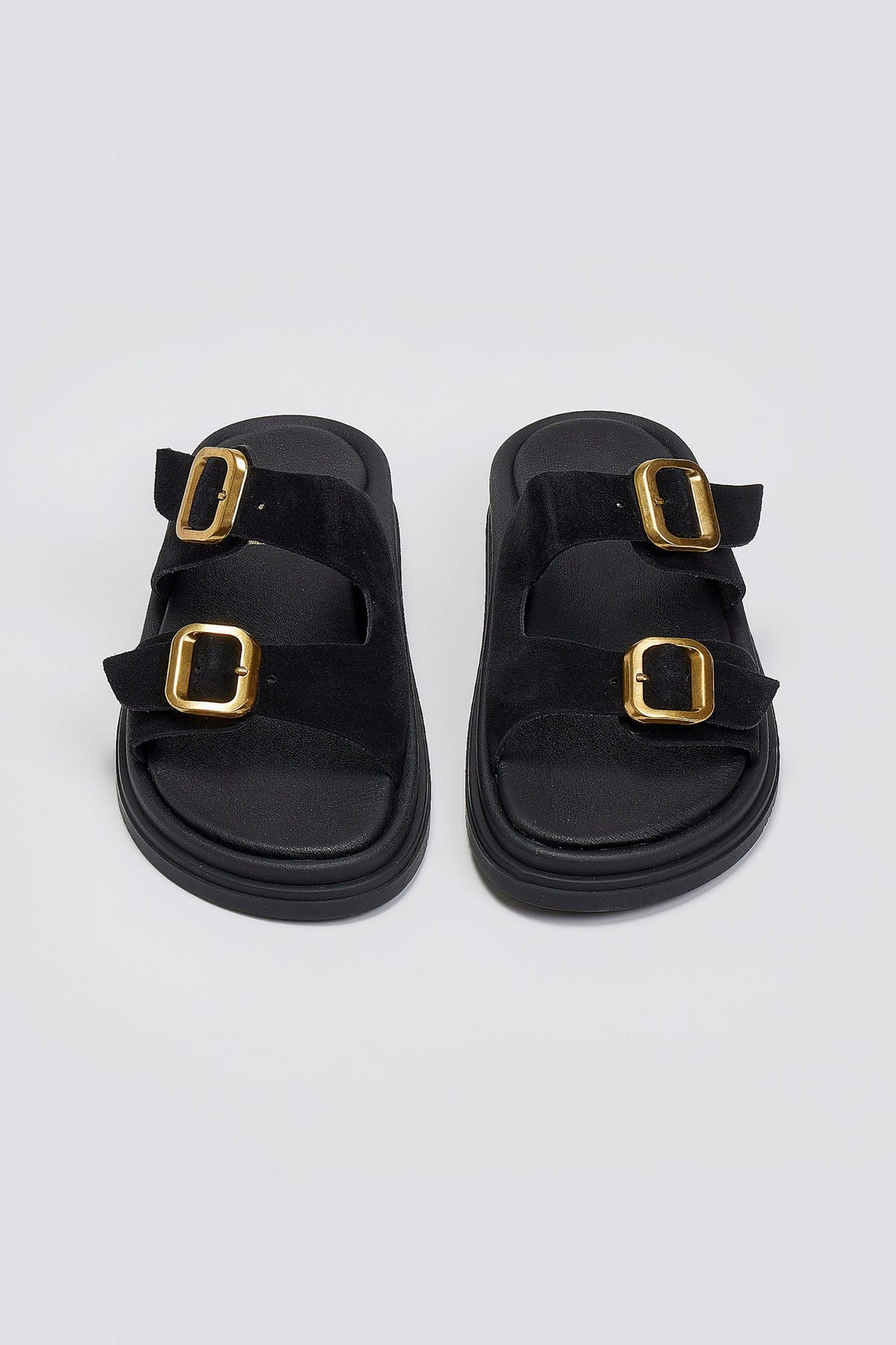 Σανδάλια flatforms καστόρινα με τοκάδες Estil